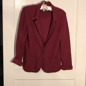 Women's Maroon Cotton Blazer